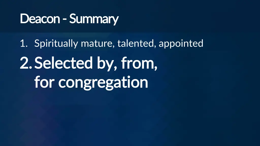 deacon deacon summary 1