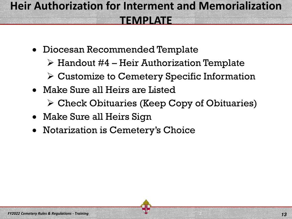 heir authorization for interment