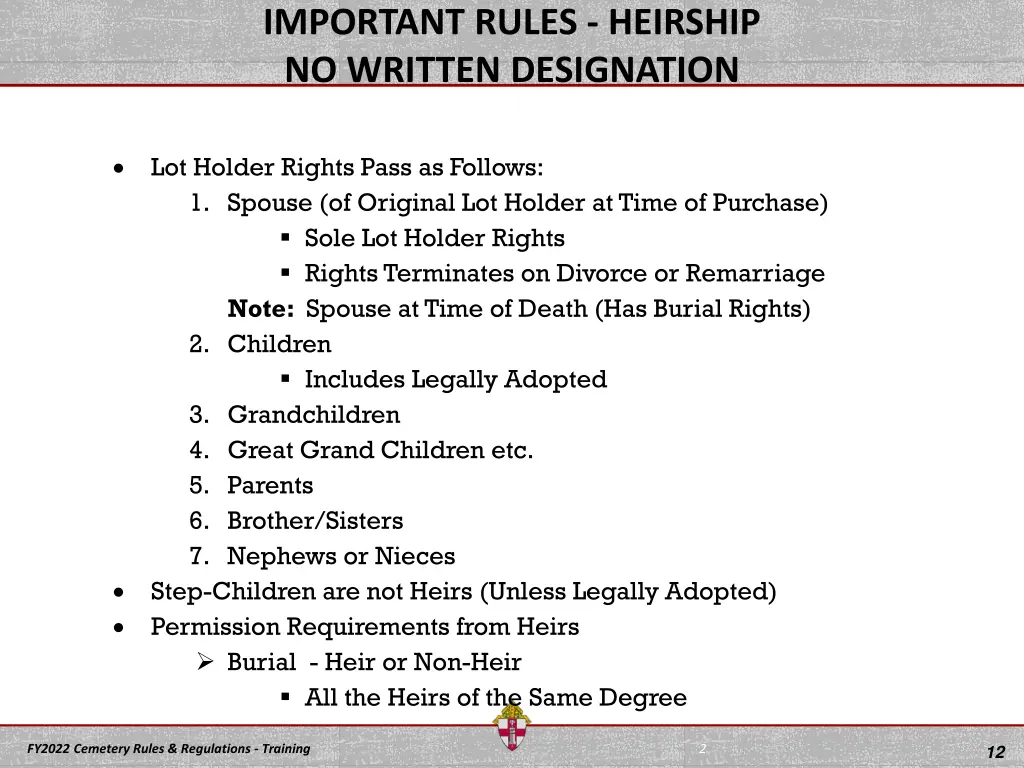 important rules heirship no written designation