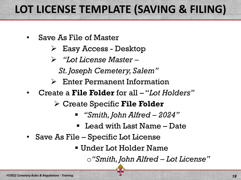 lot license template saving filing
