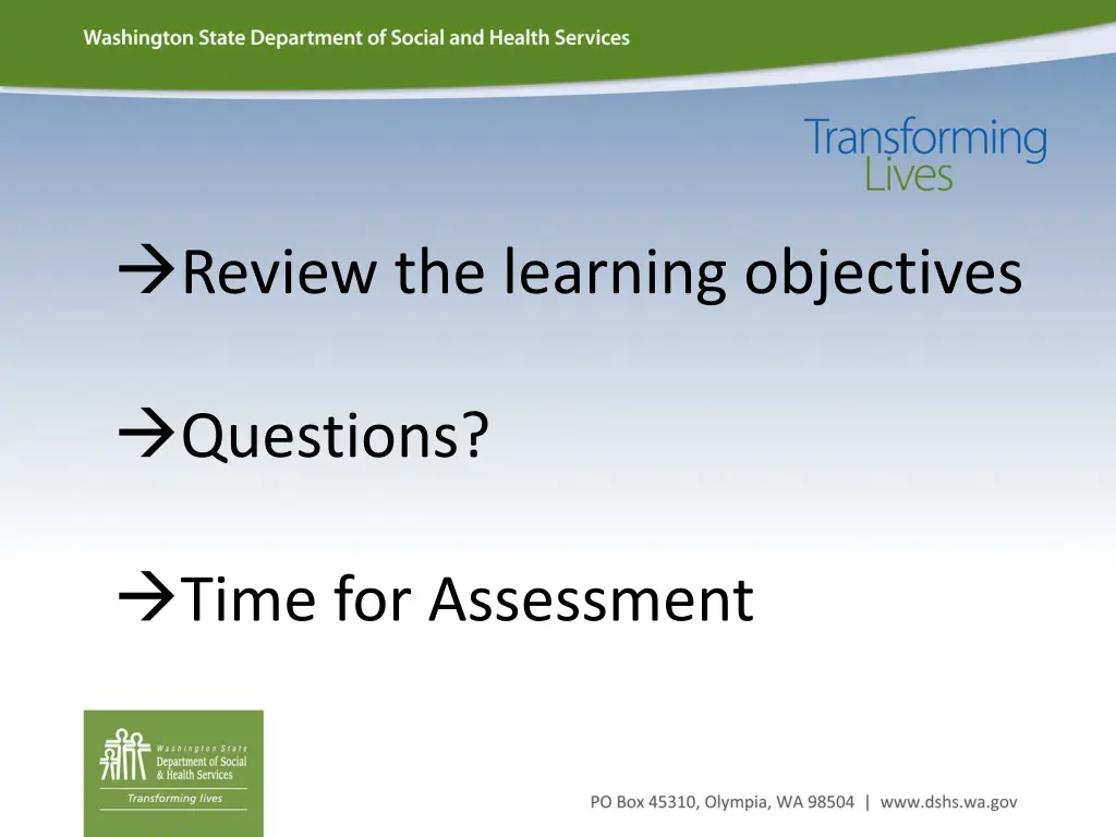 review the learning objectives