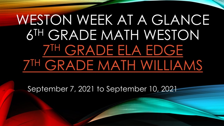 weston week at a glance 6 th grade math weston