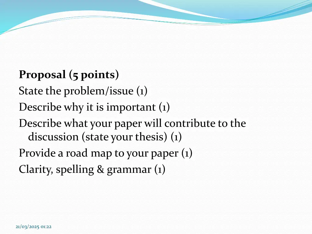 proposal 5 points state the problem issue
