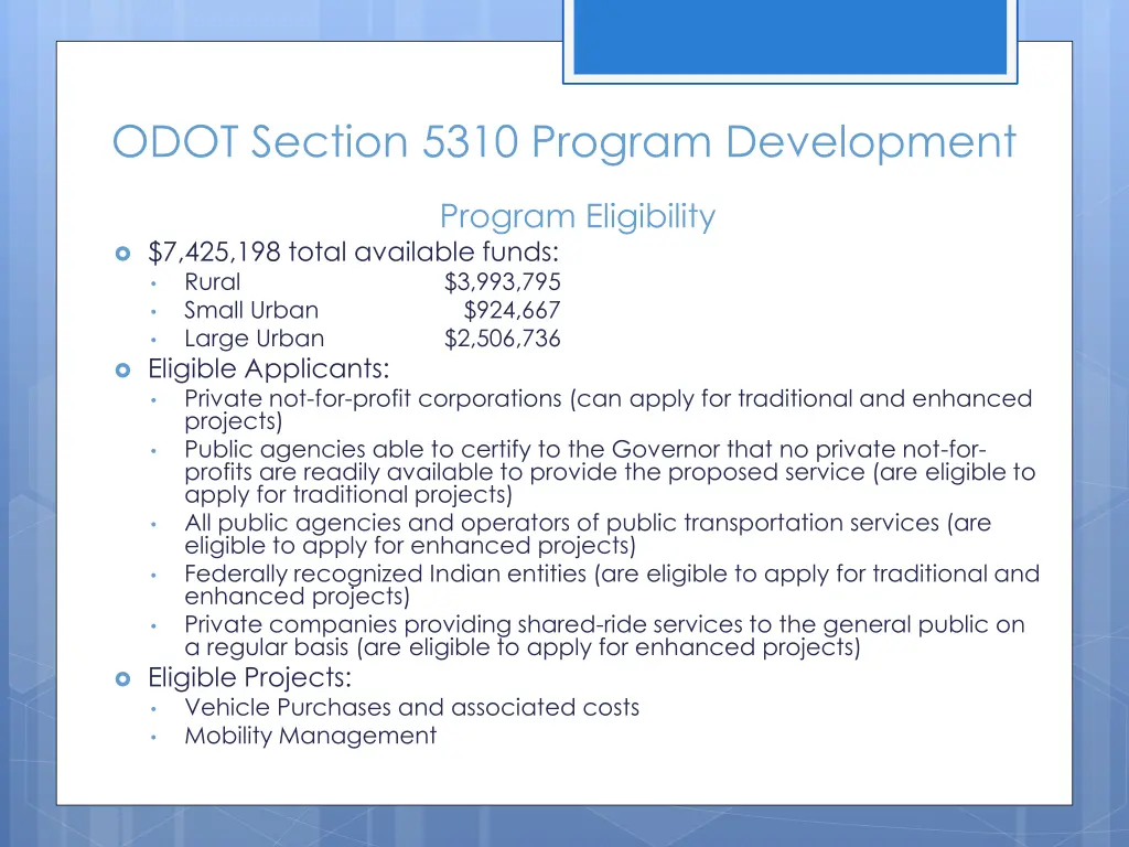 odot section 5310 program development 1
