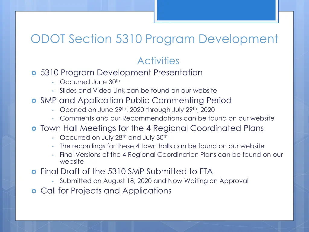 odot section 5310 program development