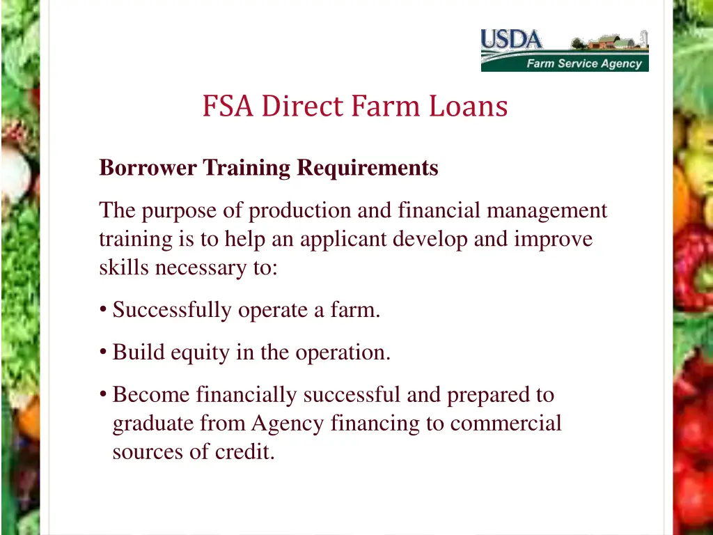 fsa direct farm loans 15
