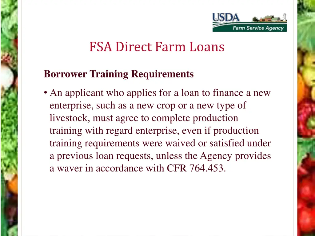 fsa direct farm loans 17