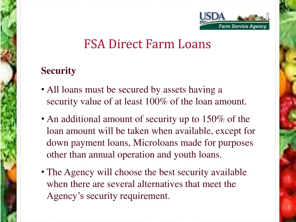 fsa direct farm loans 8