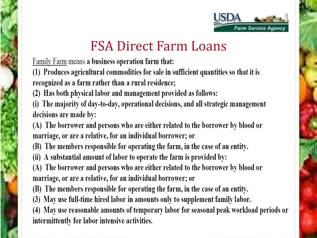 fsa direct farm loans