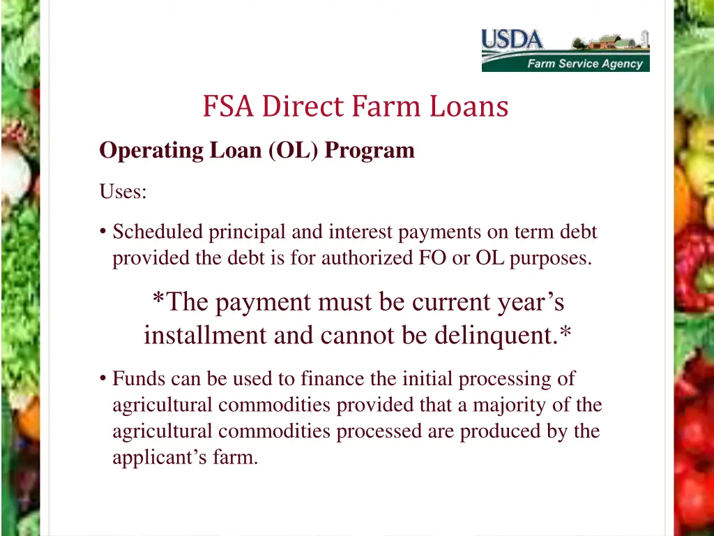 fsa direct farm loans operating loan ol program 1