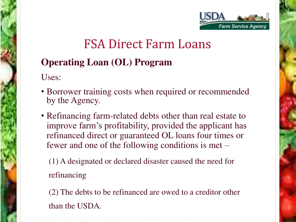 fsa direct farm loans operating loan ol program 3