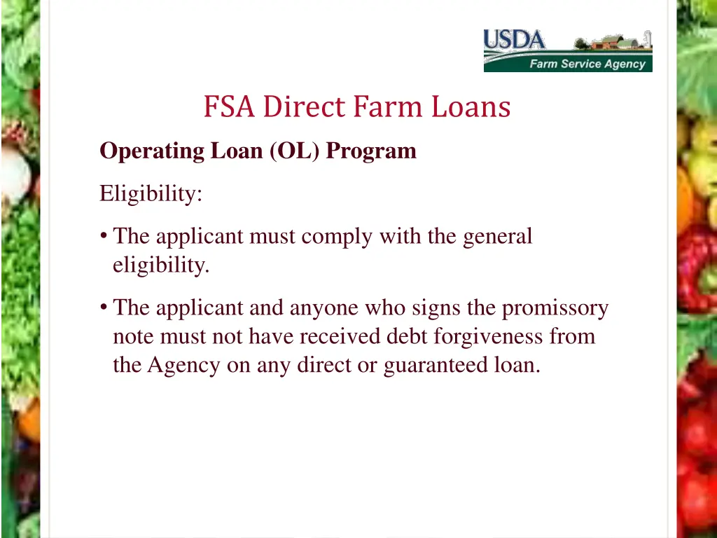 fsa direct farm loans operating loan ol program 5