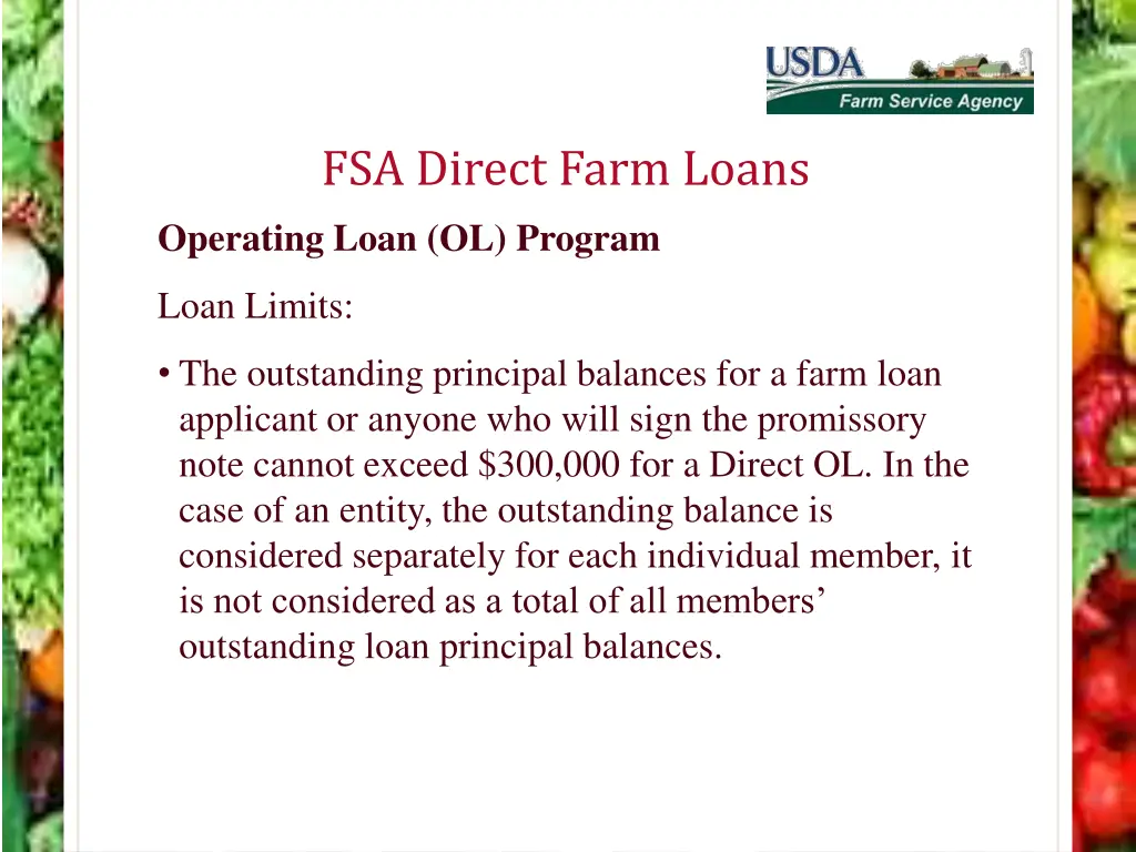 fsa direct farm loans operating loan ol program 9