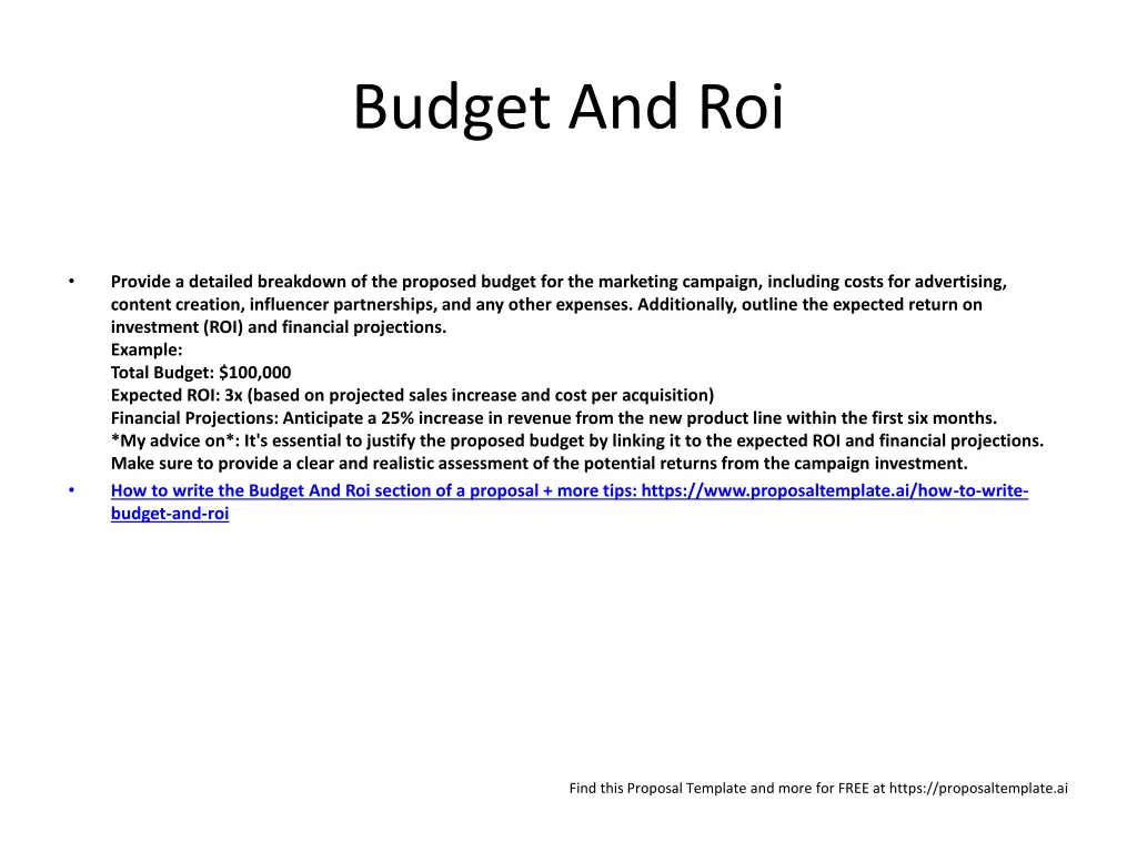 budget and roi