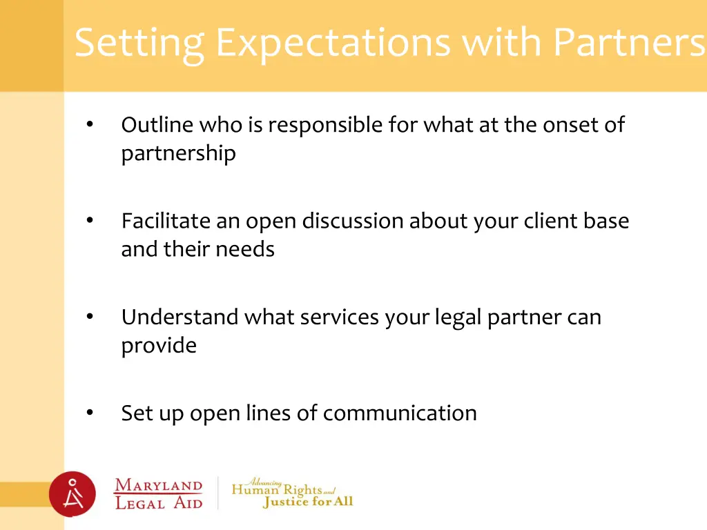 setting expectations with partners
