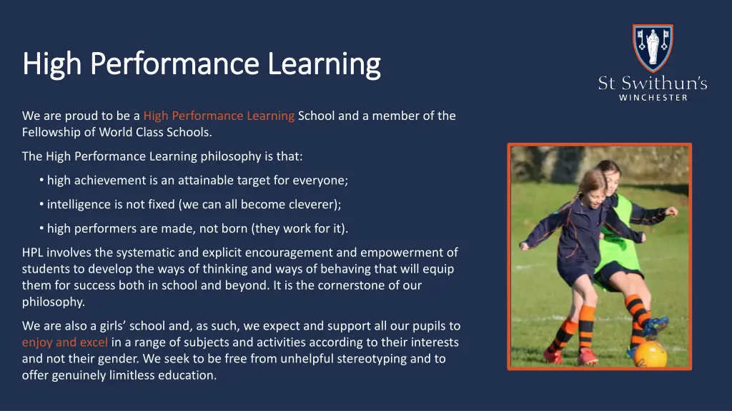 high performance learning high performance