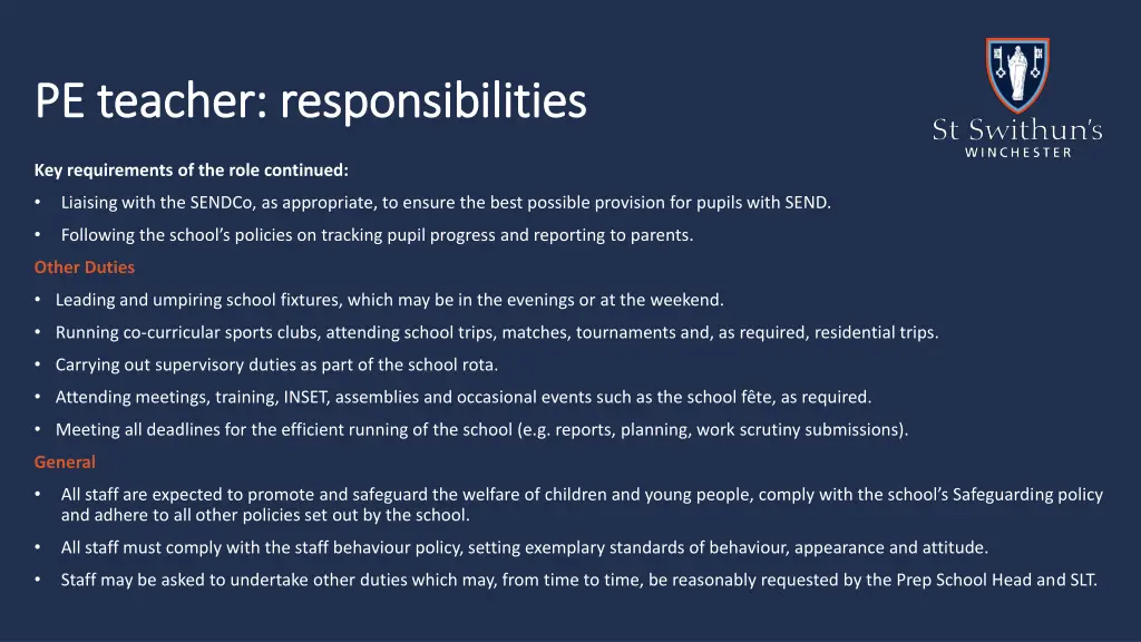 pe teacher pe teacher responsibilities