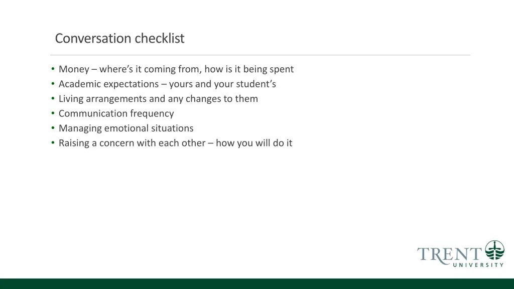 conversation checklist