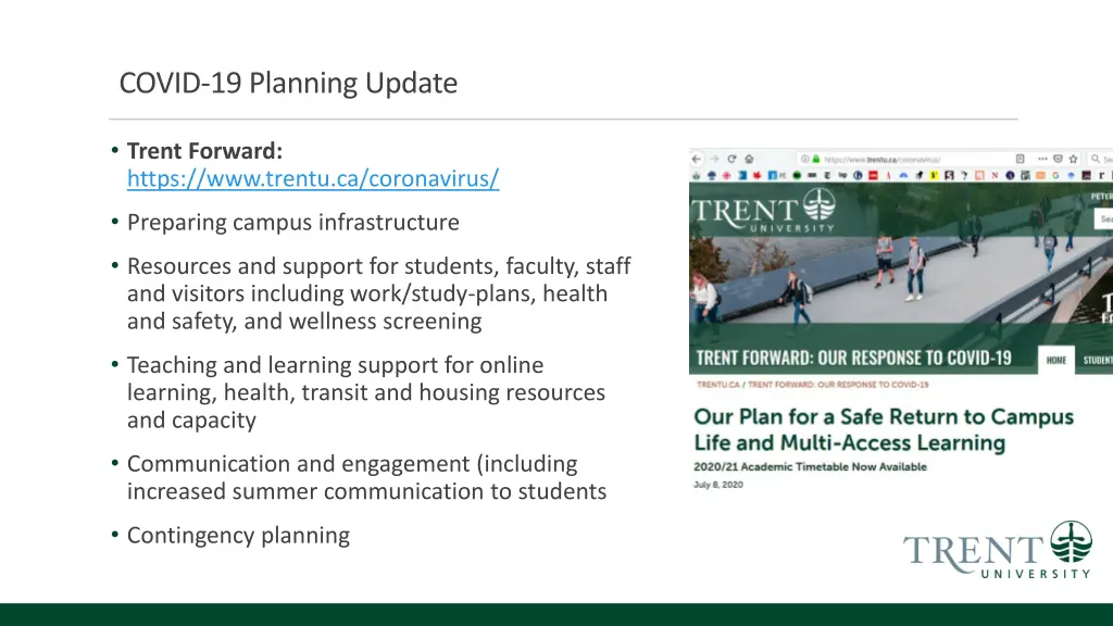 covid 19 planning update