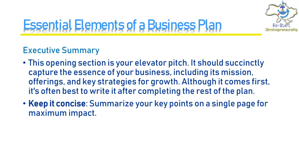 essential elements of a business plan 1