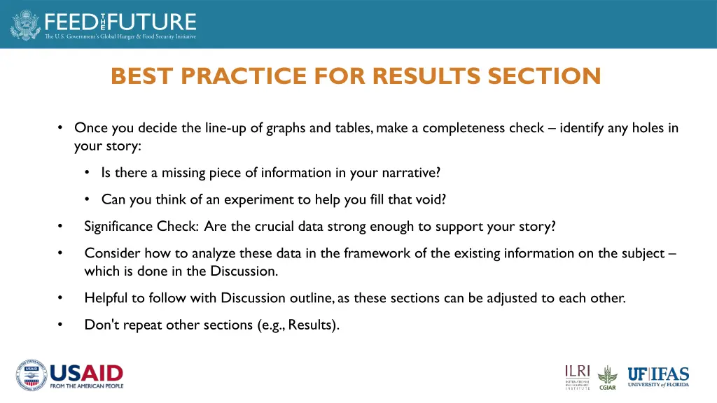best practice for results section