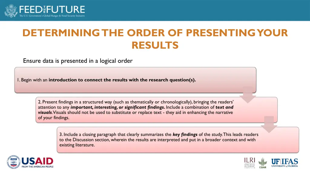 determining the order of presenting your results