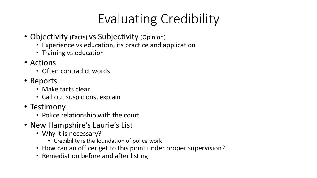 evaluating credibility