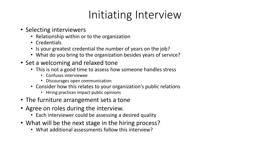 initiating interview