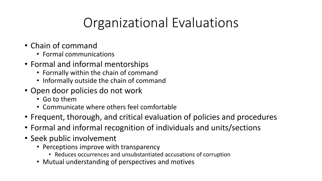 organizational evaluations