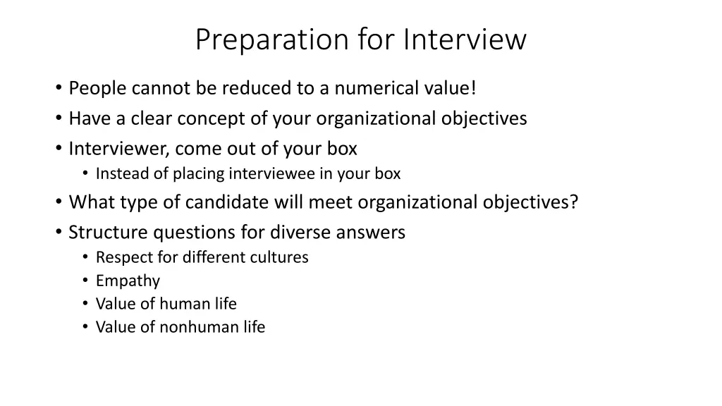 preparation for interview