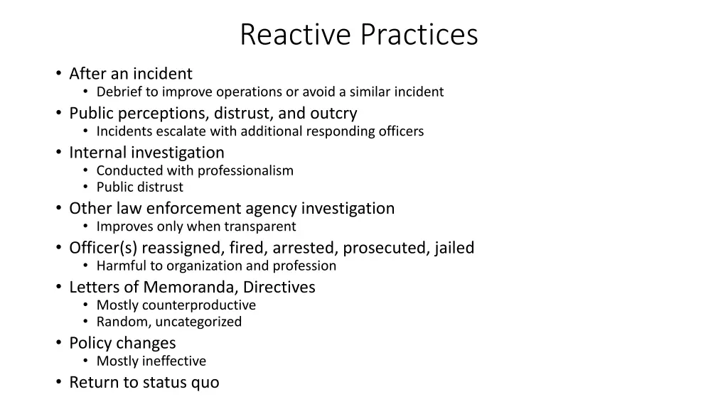reactive practices
