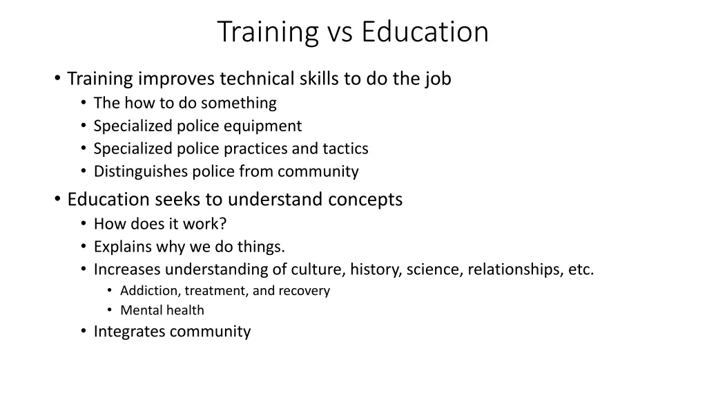 training vs education