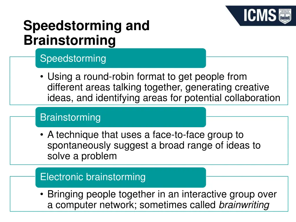 speedstorming and brainstorming speedstorming