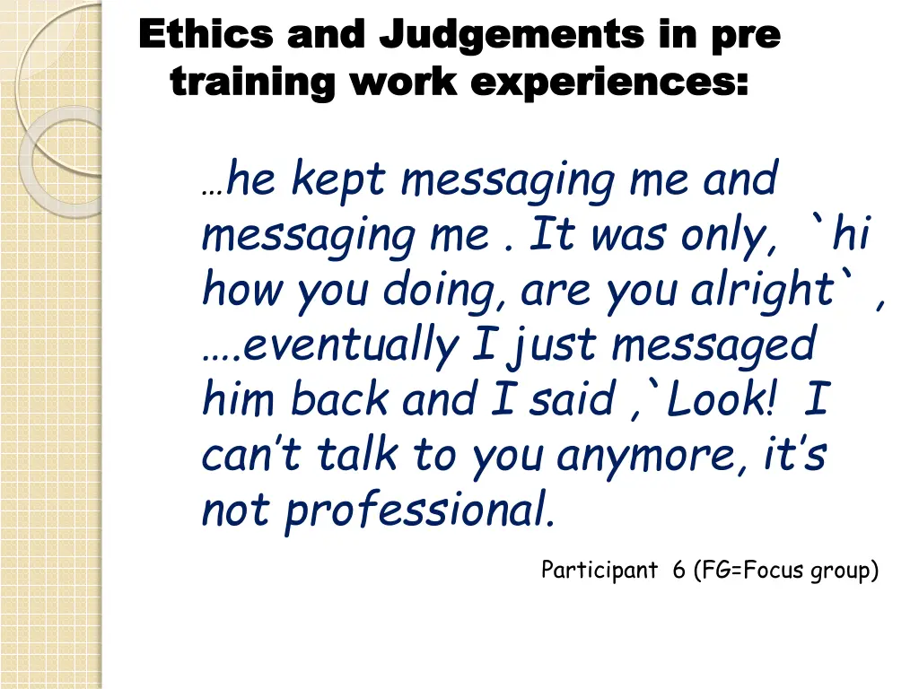 ethics and judgements in pre ethics