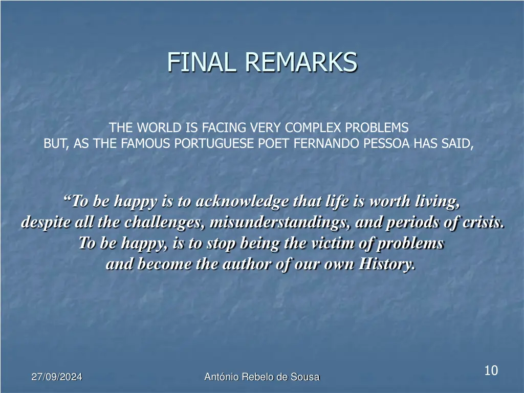 final remarks
