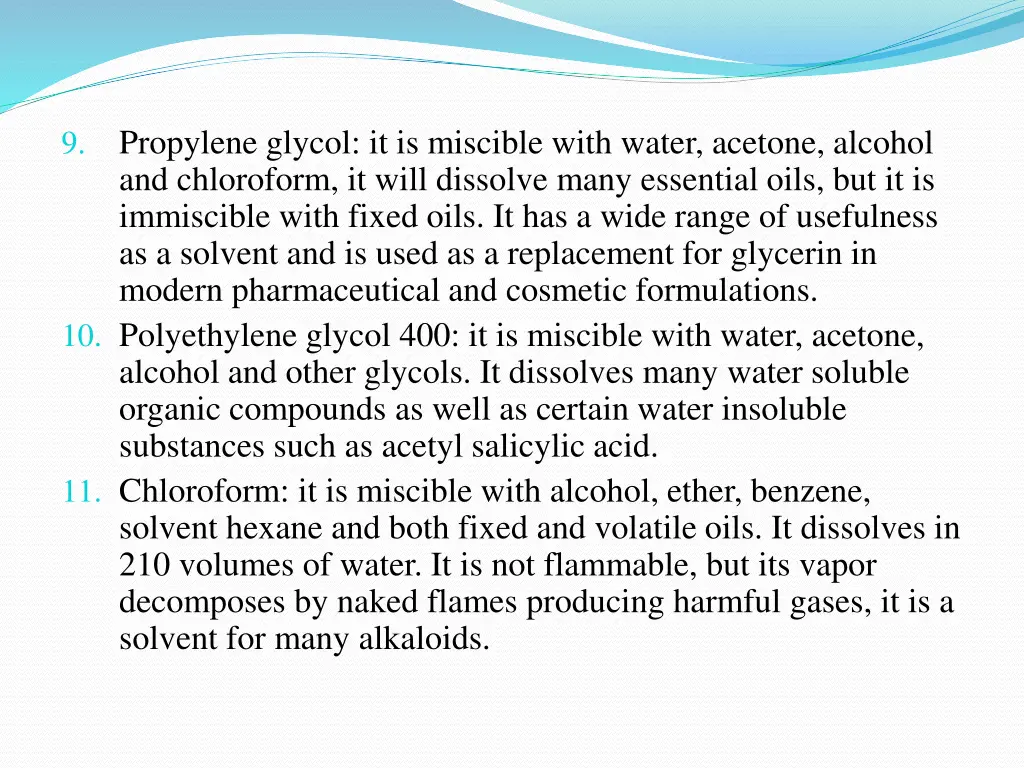 propylene glycol it is miscible with water