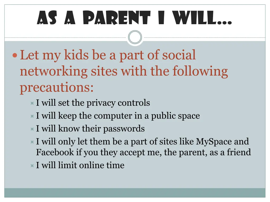 as a parent i will