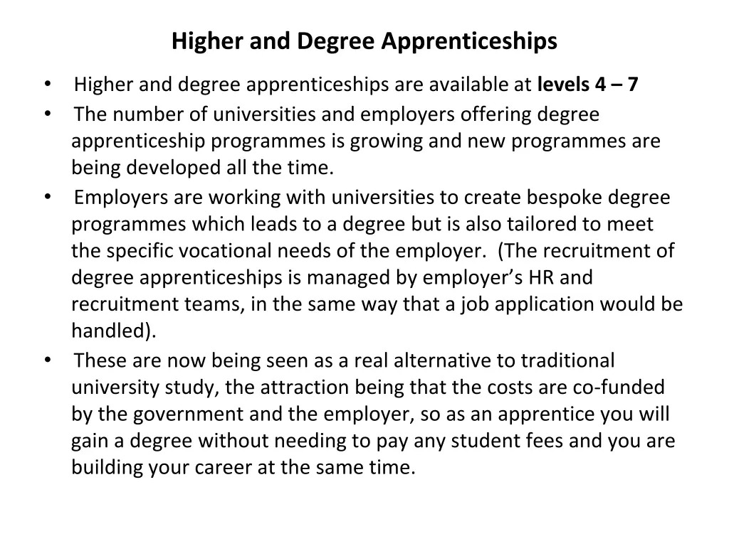 higher and degree apprenticeships
