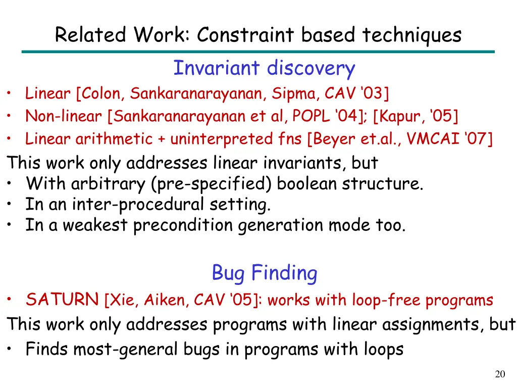 related work constraint based techniques