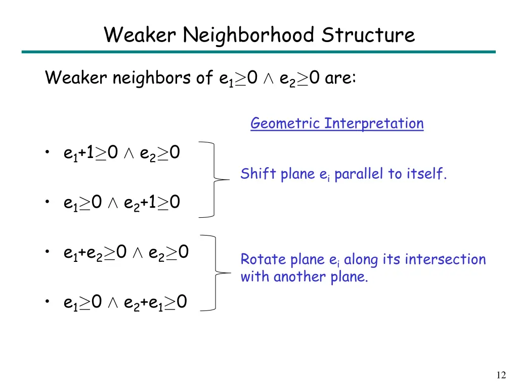 weaker neighborhood structure
