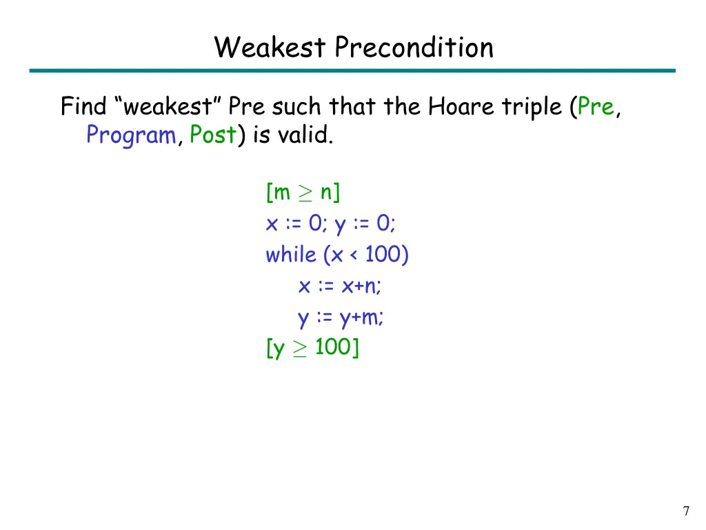 weakest precondition