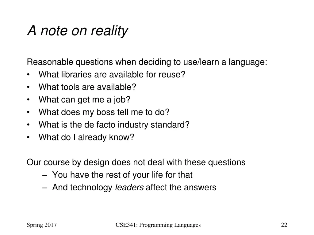 a note on reality