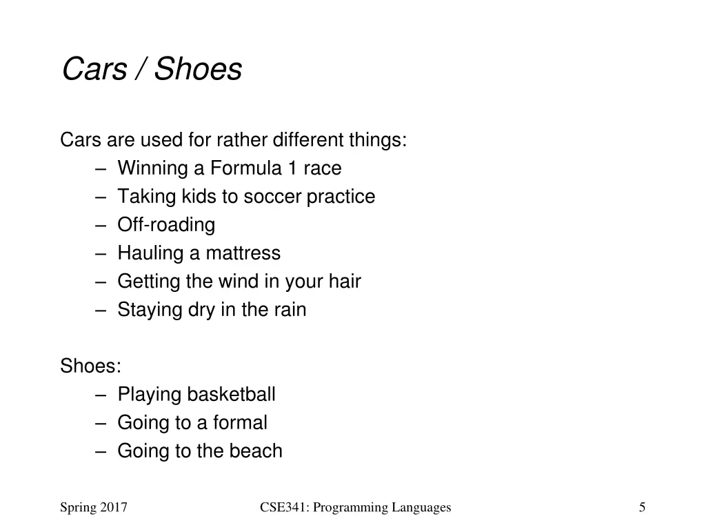 cars shoes