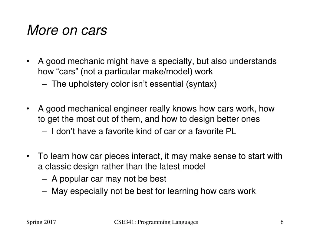 more on cars