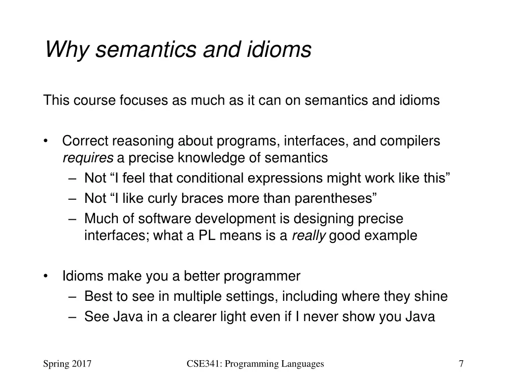 why semantics and idioms