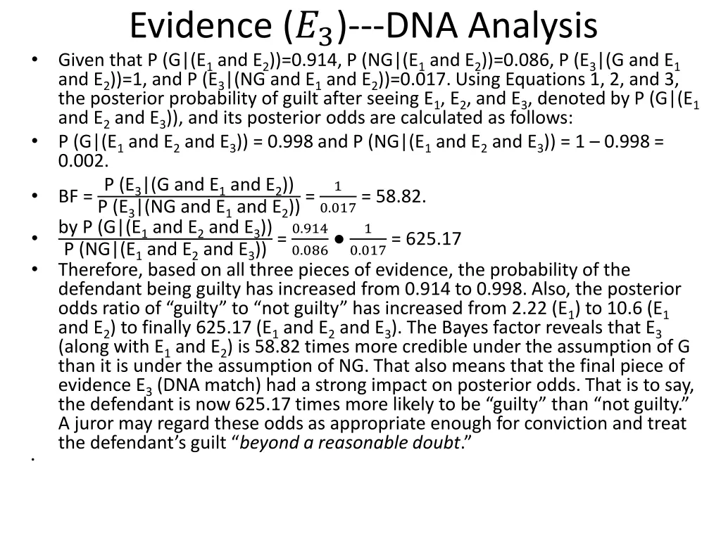 evidence 3 dna analysis given that