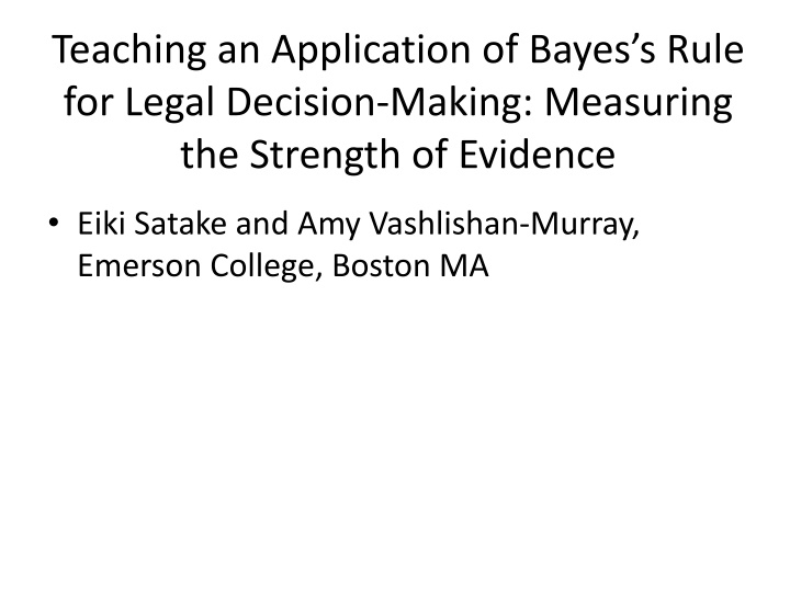 teaching an application of bayes s rule for legal