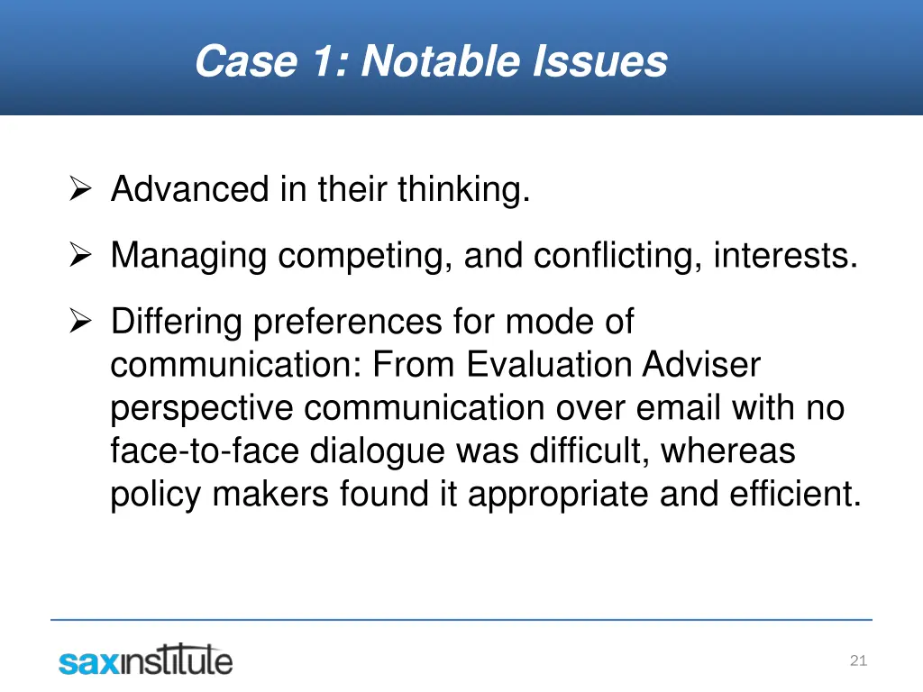 case 1 notable issues