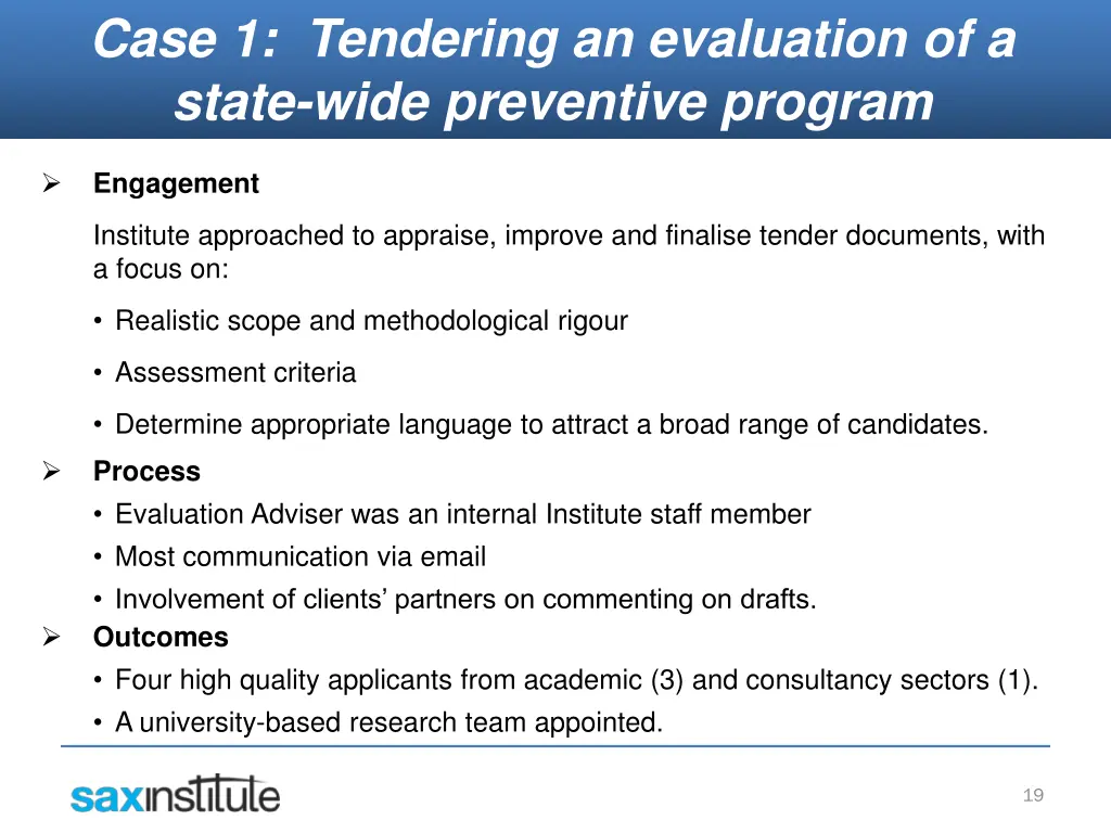 case 1 tendering an evaluation of a state wide 1