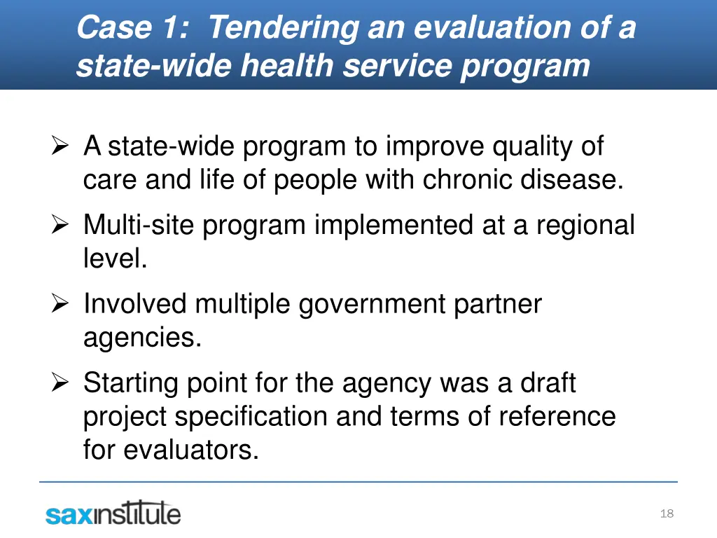 case 1 tendering an evaluation of a state wide